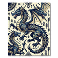 Dual Navy Dragon Folk Art Emblem Rug