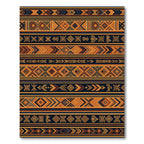 Earthy Amber Geometric Tribal Stripe Rug