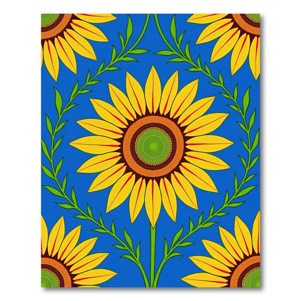 Golden Sunflowers With Green Vines Rug