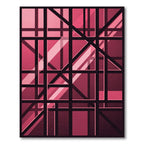 Modern Geometric Raspberry Linear Grid Rug
