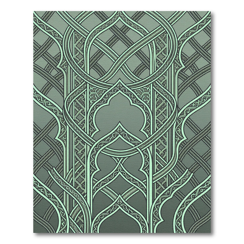 Sage Green Entwined Arch Ornamentation Rug