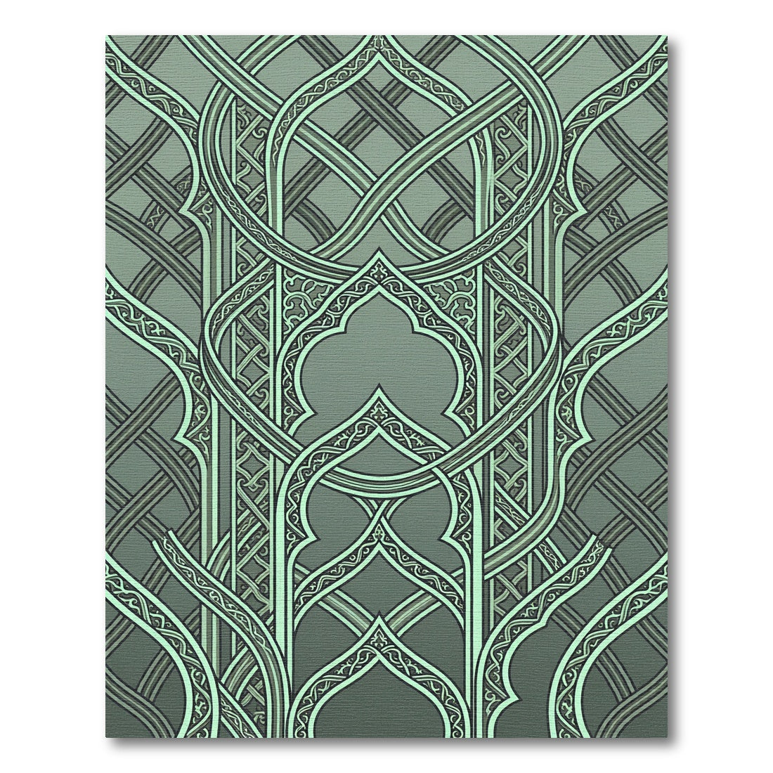 Sage Green Entwined Arch Ornamentation Rug
