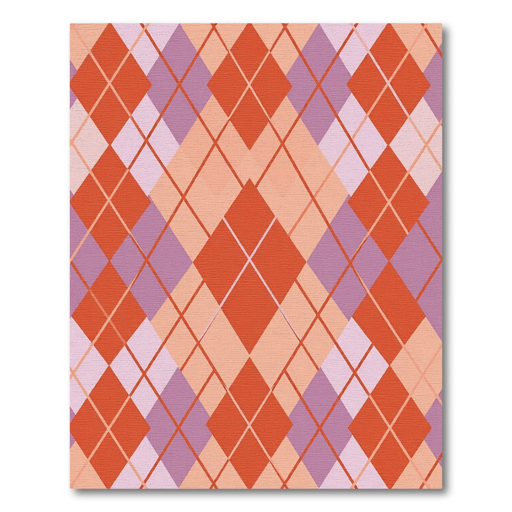 Coral Pink Argyle Diamond Lattice Rug