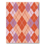 Coral Pink Argyle Diamond Lattice Rug