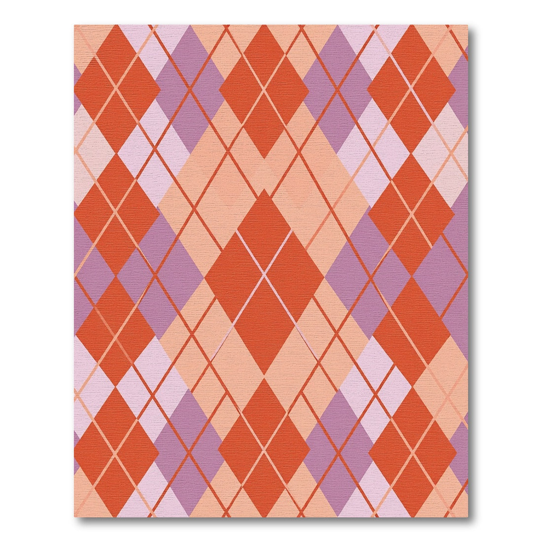 Coral Pink Argyle Diamond Lattice Rug