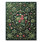 Ornate Emerald Floral Damask Scroll Rug