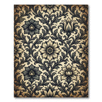 Vintage Charcoal Floral Botanical Vines Rug
