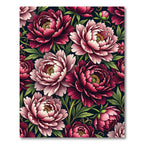 Elegant Dark Peony Floral Composition Rug