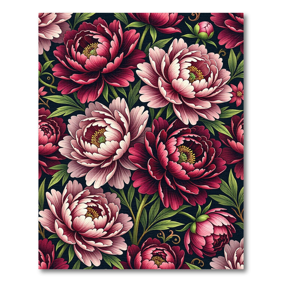 Elegant Dark Peony Floral Composition Rug