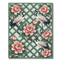 Pink Peony Crane Lattice Arbor Rug