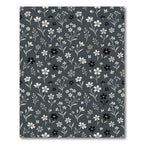 Dark Gray White Floral Sprigs Rug