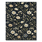 Dark Cream Floral Meadow Garden Rug