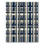 Modern Navy and Cream Grid Weave Rug