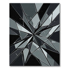 Monochrome Geometric Shattered Glass Abstract Rug