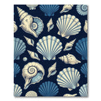 Navy Blue Seashell Illustration Rug