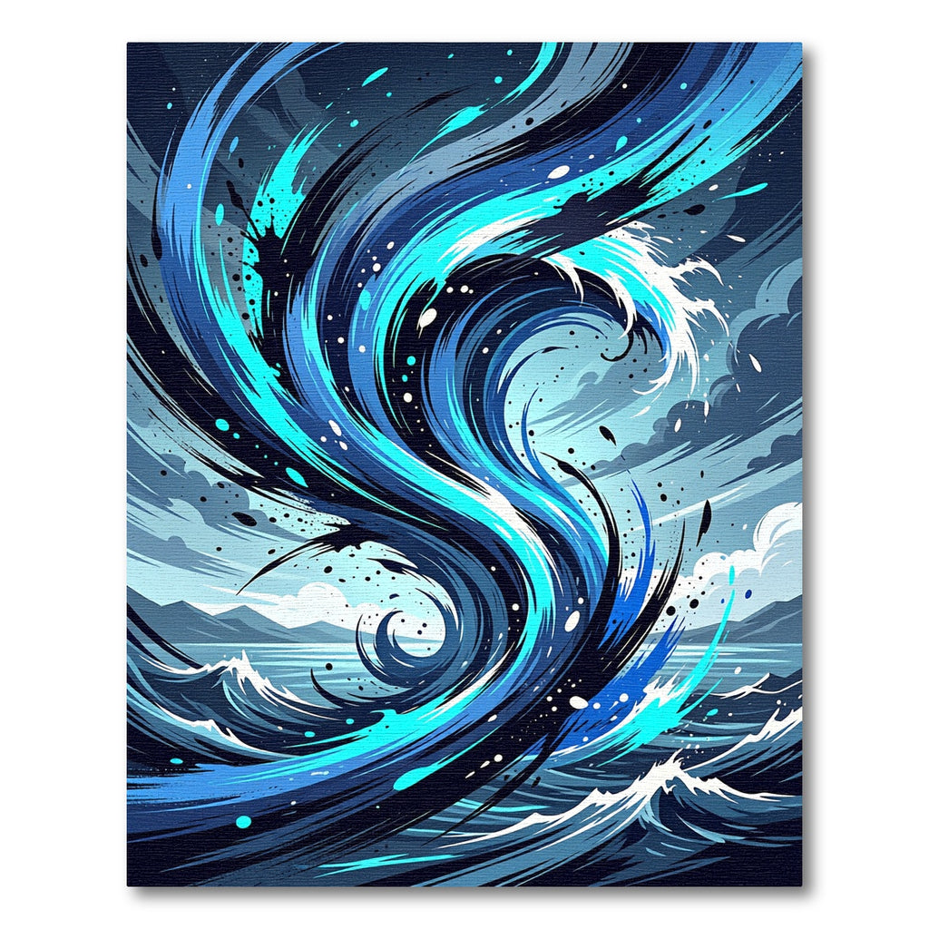 Dynamic Blue Swirl Wave Splash Rug