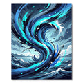 Dynamic Blue Swirl Wave Splash Rug