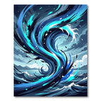 Dynamic Blue Swirl Wave Splash Rug