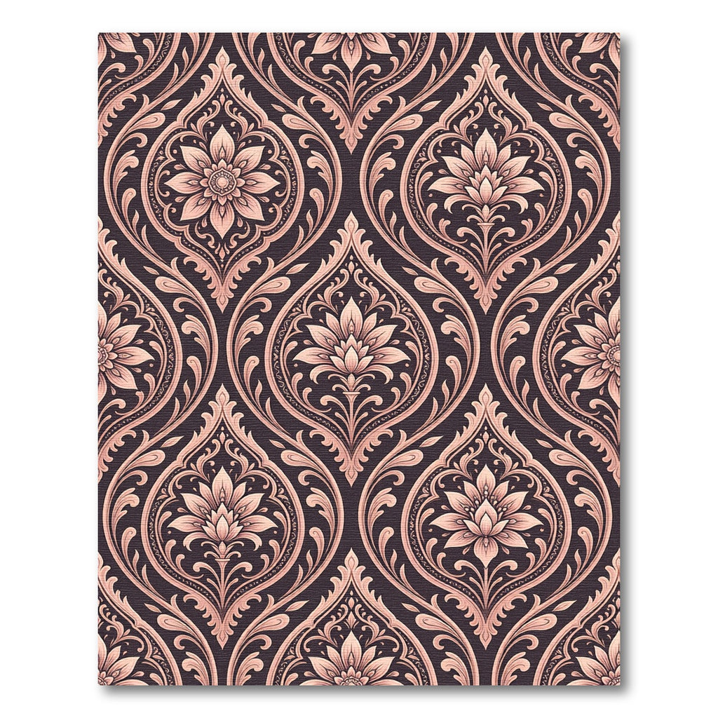 Damask Rose Floral Oval Medallion Rug