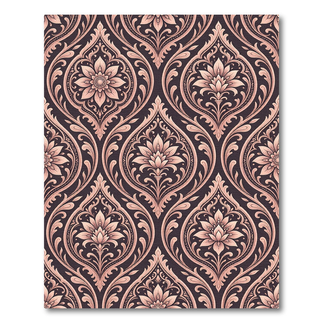Damask Rose Floral Oval Medallion Rug