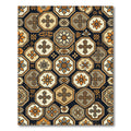 Vintage Orange Cross Floral Octagon Rug
