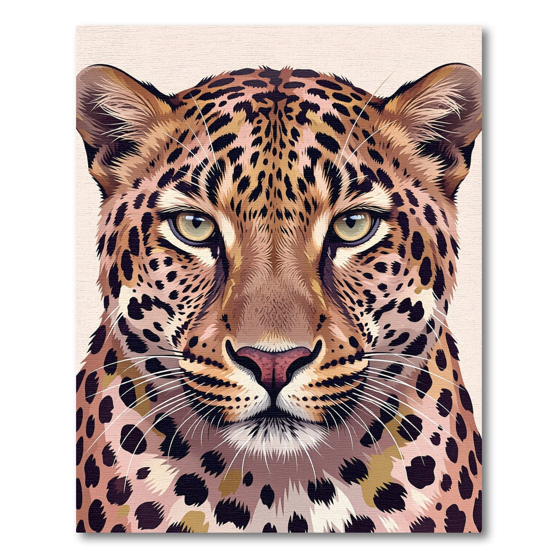 Majestic Golden Leopard Portrait Face Rug