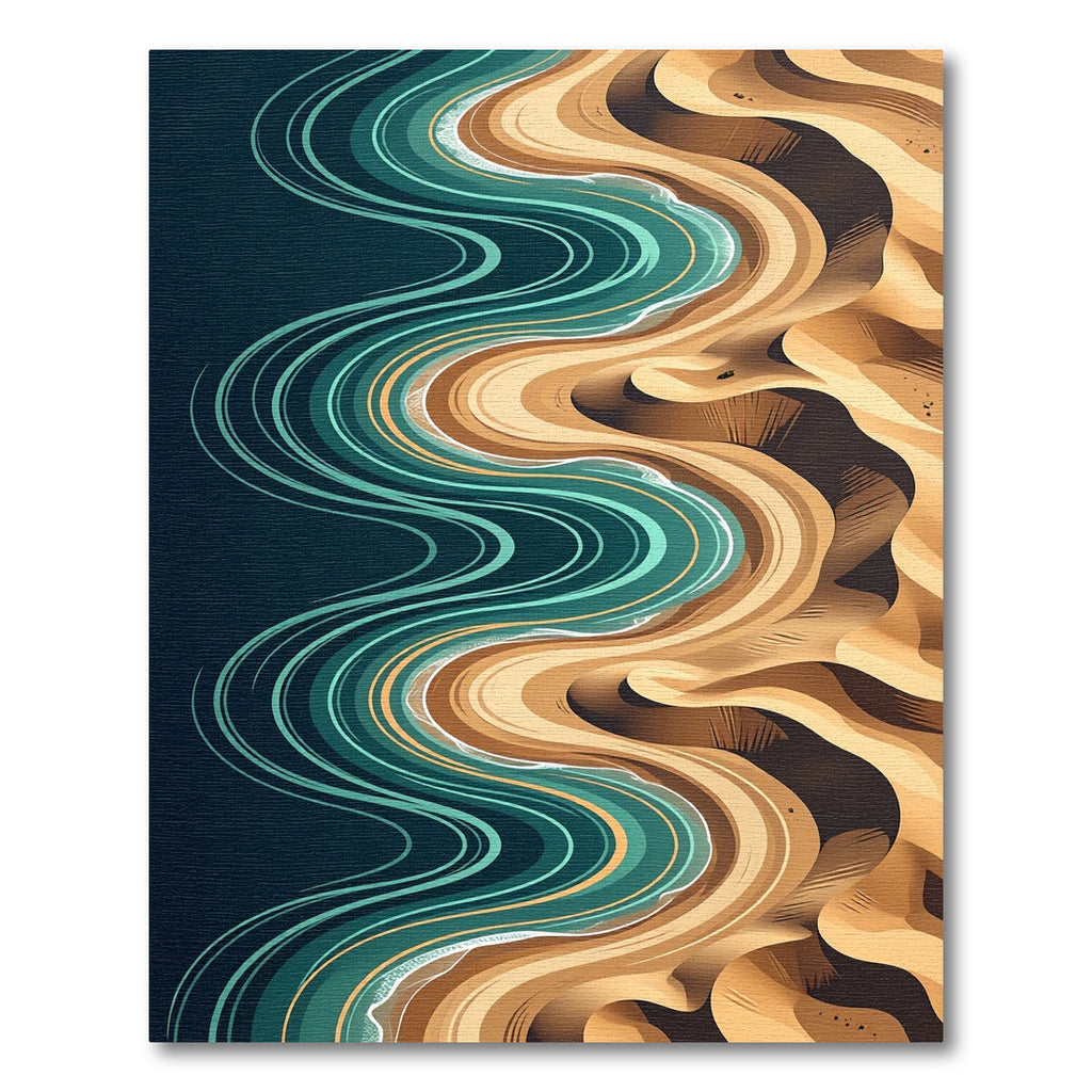 Teal Waves Sand Dune Landscape Rug