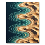 Teal Waves Sand Dune Landscape Rug