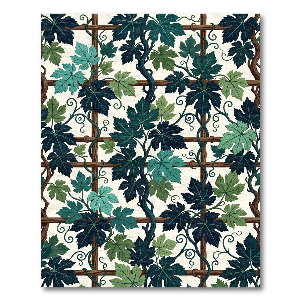 Lush Emerald Grapevine Trellis Botanical Rug