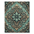 Sage Green Baroque Acanthus Scroll Medallion Rug