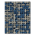 Navy and Beige Woven Grid Texture Rug
