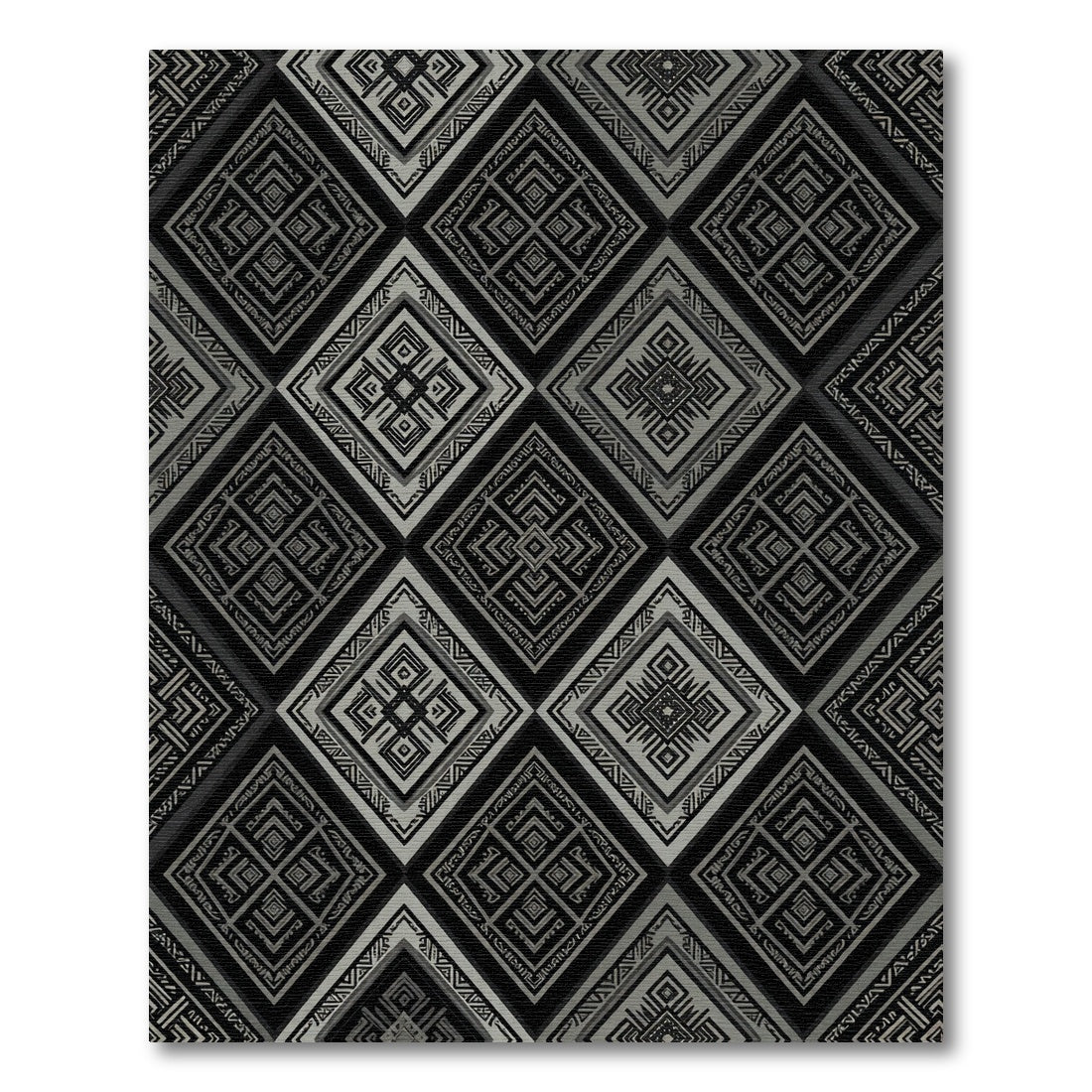 Geometric Black Diamond Tribal Rug