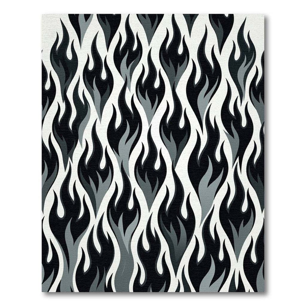 Monochrome Fire Flames Abstract Rug