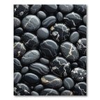 Black Marble Stone Abstract Composition Rug
