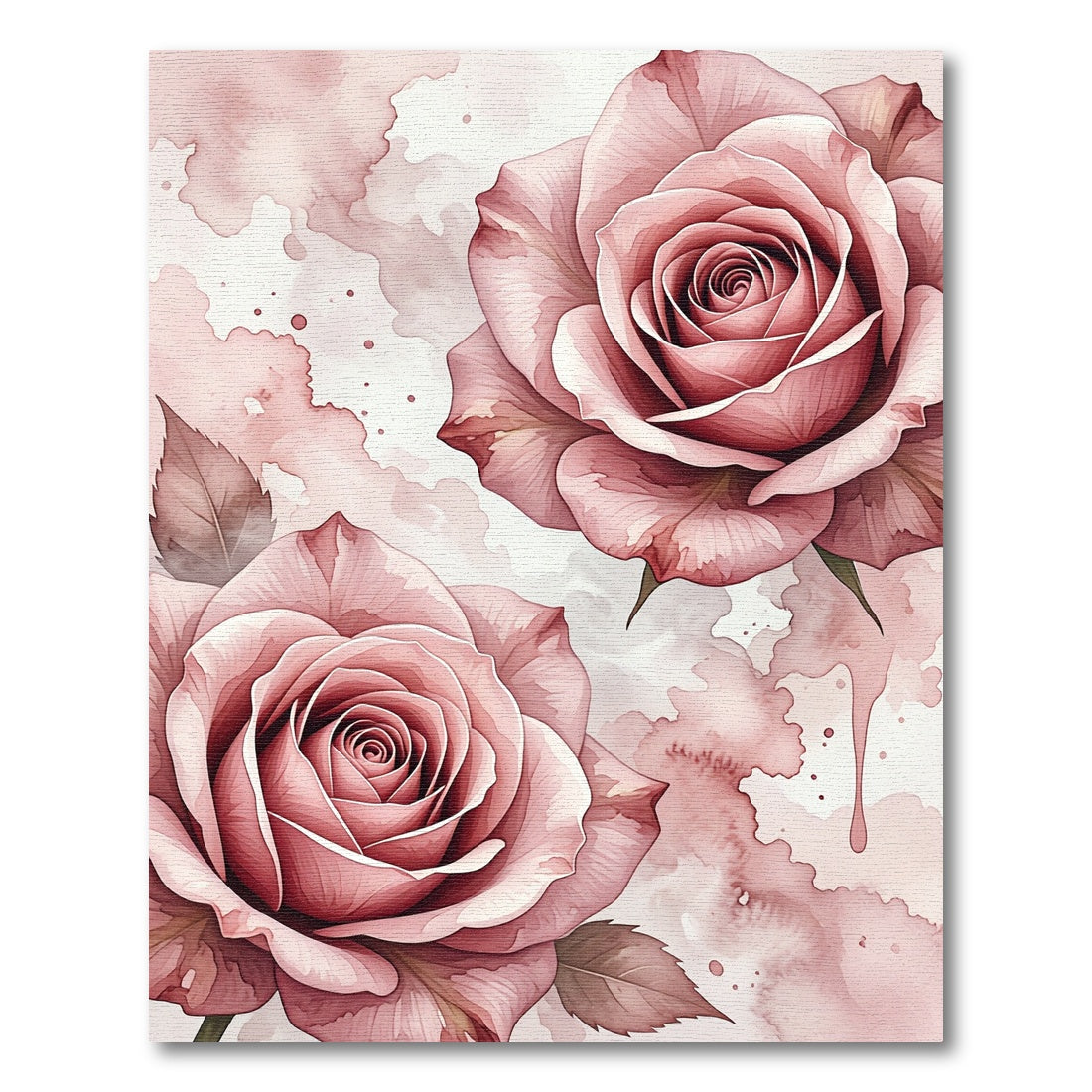 Watercolor Blush Rose Floral Art Rug