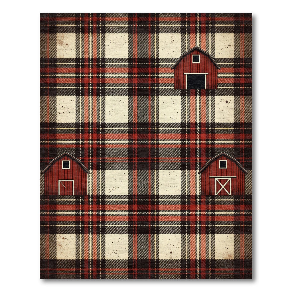 Rustic Red Barn Plaid Farmhouse Rug