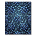 Midnight Blue Floral Scroll Damask Rug