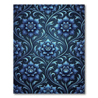 Midnight Blue Floral Scroll Damask Rug