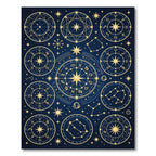 Celestial Zodiac Constellation Navy Gold Rug
