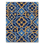 Blue Golden Cat Paw Geometric Art Rug