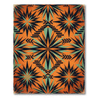Geometric Sunburst Orange and Teal Rug