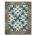 Vintage Blue Floral Botanical Tapestry Rug