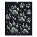 Grayscale Fierce Paw Print Scatter Rug