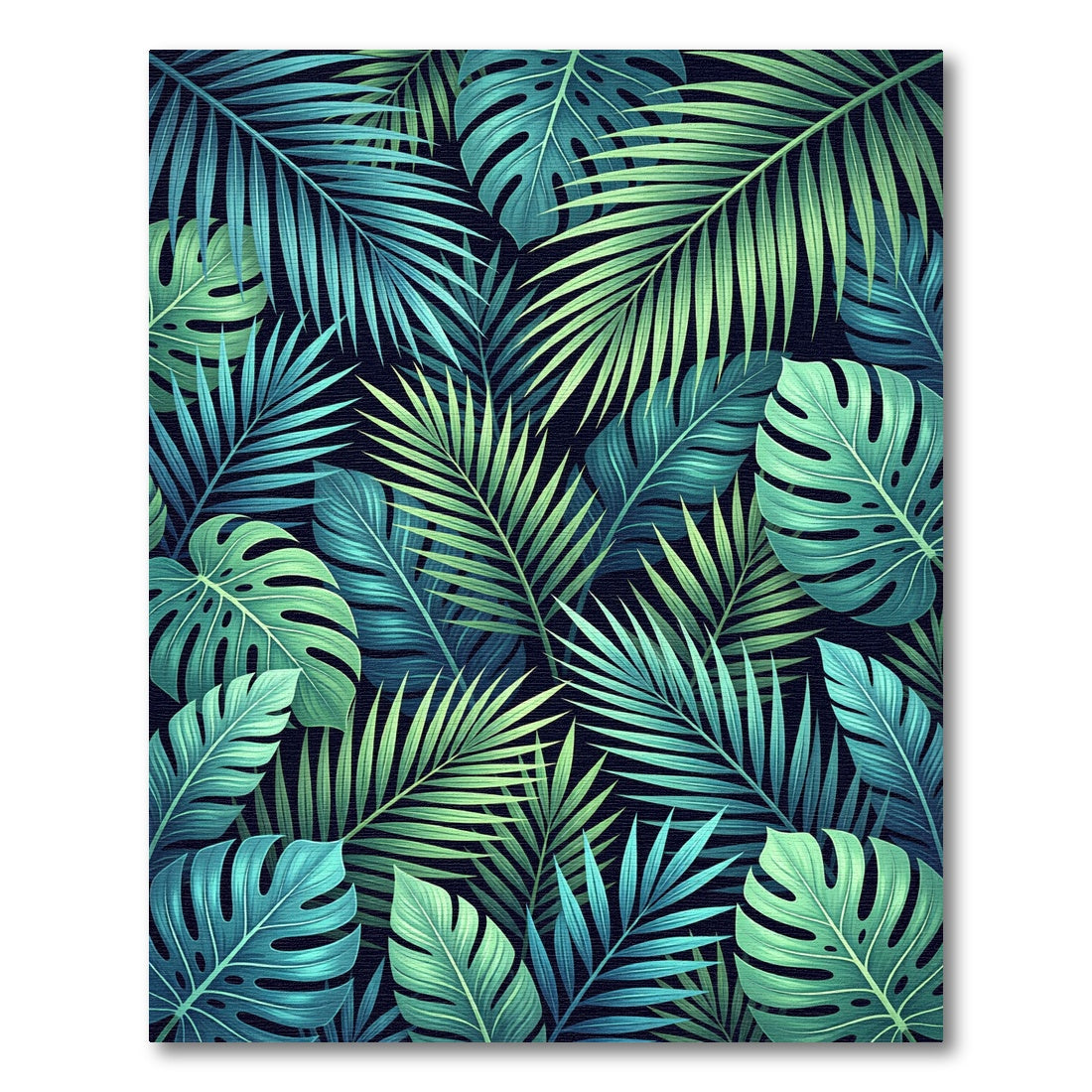 Lush Tropical Foliage Botanical Leaf Rug