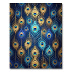 Golden Peacock Feather Royal Blue Rug