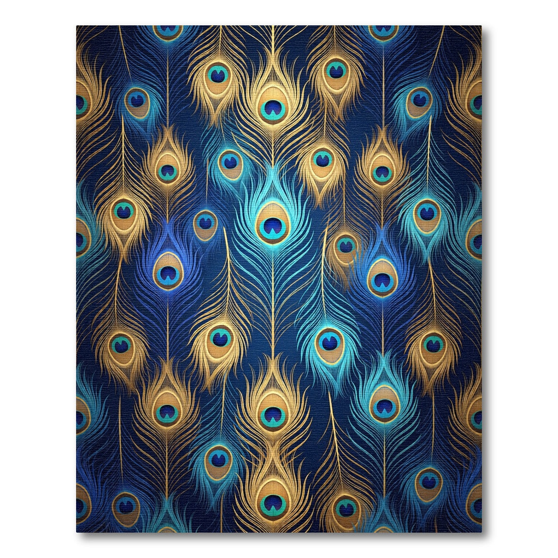 Golden Peacock Feather Royal Blue Rug