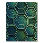 Modern Emerald Green Geometric Hexagon Rug