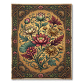 Ornate Crimson Lotus and Gold Chrysanthemum Composition Rug