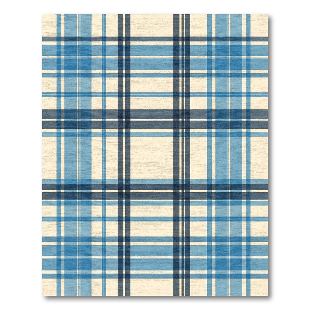 Classic Navy and Azure Plaid Grid Rug
