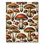 Vintage Botanical Mushroom Forest Illustration Rug